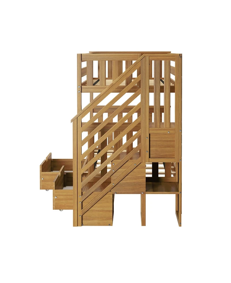 Max and Lily Twin over Staircase Bunk Bed with Storage Drawers