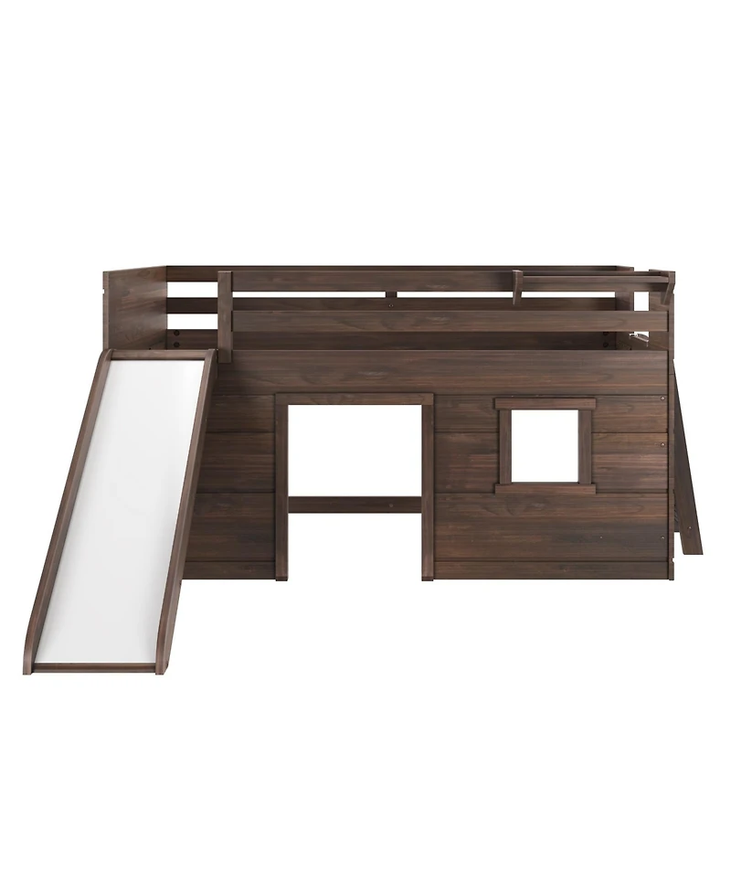 Max and Lily Farmhouse Twin Low Loft with Slide