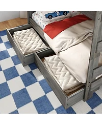 Max and Lily Modern Farmhouse Queen Over Bunk Bed With Staircase Storage Drawers