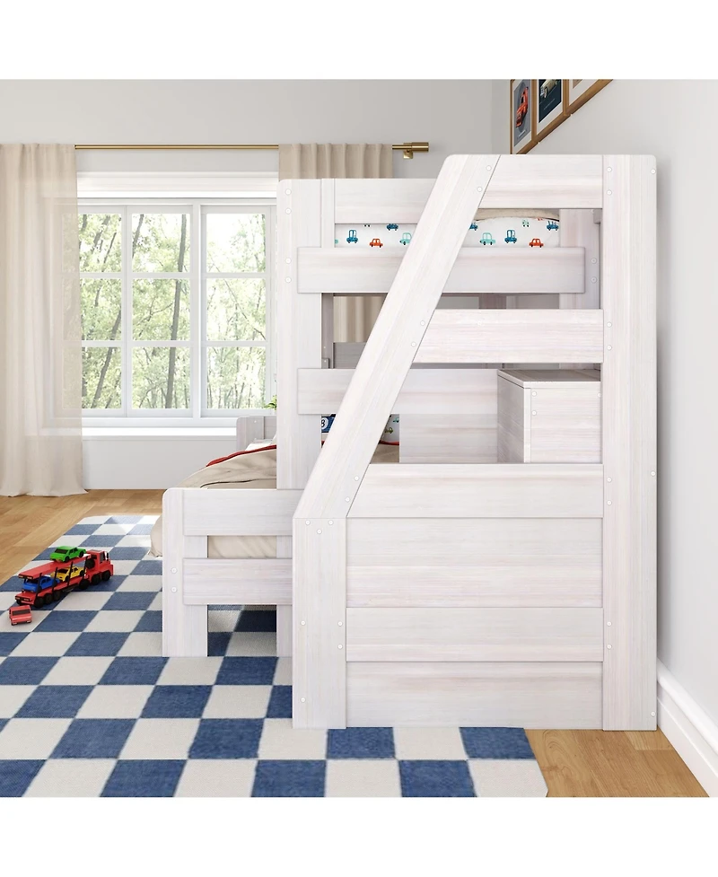 Max & Lily Modern Farmhouse Twin Over Full Bunk Bed With Staircase