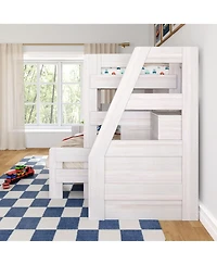 Max & Lily Modern Farmhouse Twin Over Full Bunk Bed With Staircase