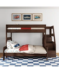 Max & Lily Modern Farmhouse Twin Over Full Bunk Bed With Staircase