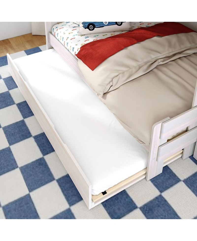 Max and Lily Modern Farmhouse Twin Over Full Bunk Bed With Staircase