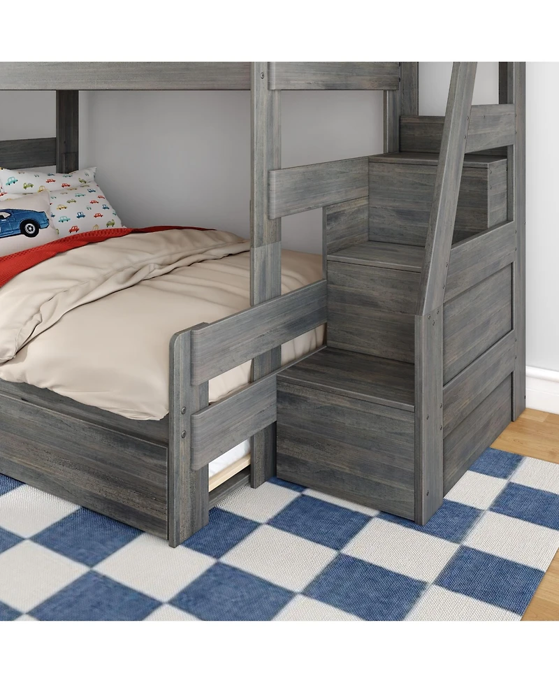 Max and Lily Modern Farmhouse Twin Over Full Bunk Bed With Staircase