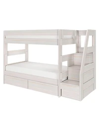 Max and Lily Modern Farmhouse Twin Over Bunk Bed With Staircase Storage Drawers