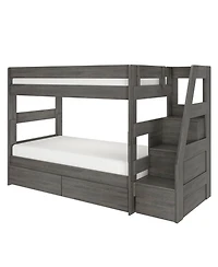 Max and Lily Modern Farmhouse Twin Over Bunk Bed With Staircase Storage Drawers