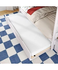 Max & Lily Twin Over Wood Staircase Bunk Bed with Trundle, Driftwood