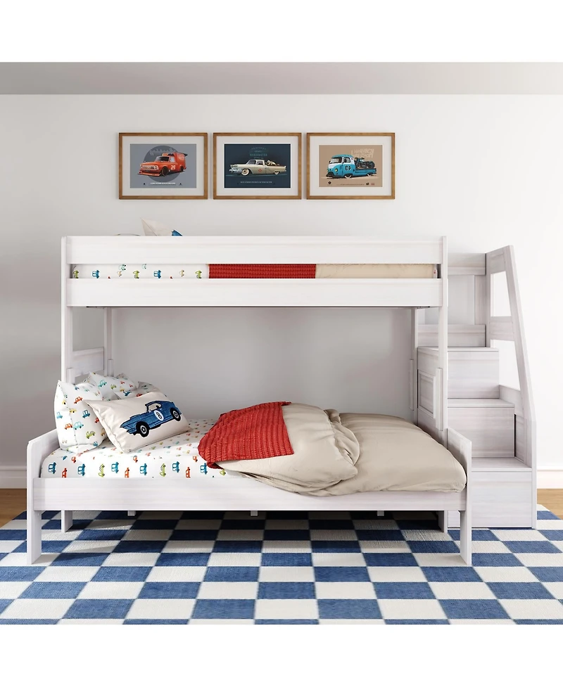 Max & Lily Modern Farmhouse Twin Xl Over Queen Bunk Bed With Staircase