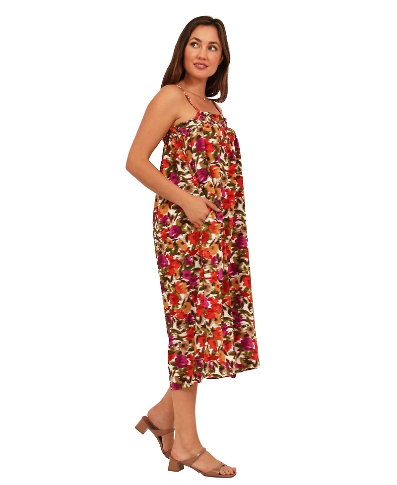 24seven Comfort Apparel Women's Abstract Print A-Line Dress