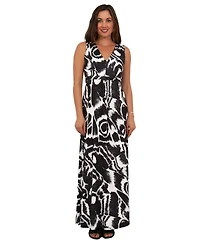 24seven Comfort Apparel Women's Abstract Print Maxi Dress