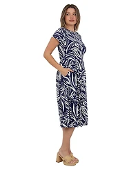 24seven Comfort Apparel Women's Abstract Print Midi Dress