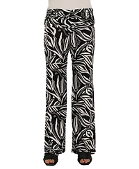 24seven Comfort Apparel Women's Abstract Print Foldover Waist Pants