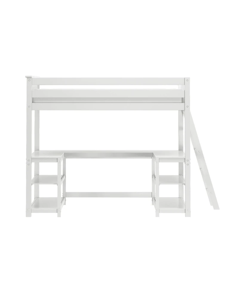 Max and Lily Classic Twin High Loft (Ladder on End) + Wraparound Desk
