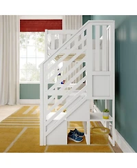 Max and Lily Classic Twin High Loft (ladder on end), Desk, Staircase