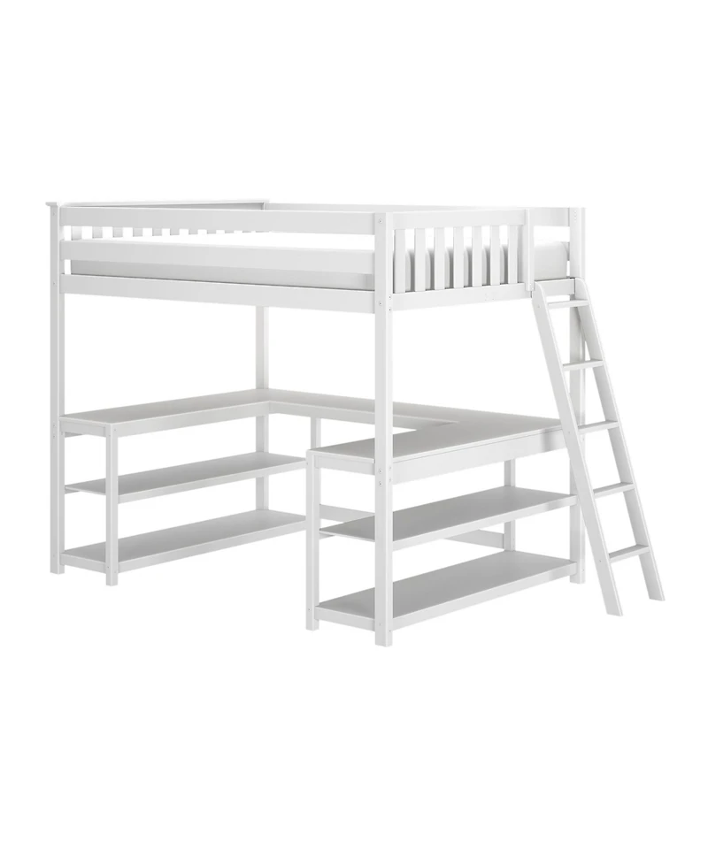 Max and Lily Classic Full High Loft with Wraparound Desk