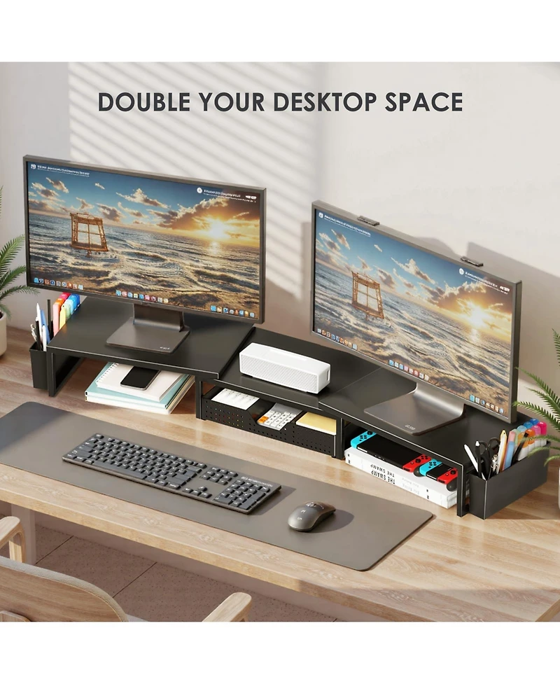 Gnuadz Monitor Stand Riser Drawer Pen Holder Metal Desk Organizer