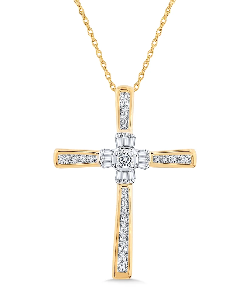14k Gold Pendant, Diamond Cross (1/4 ct. t.w.)