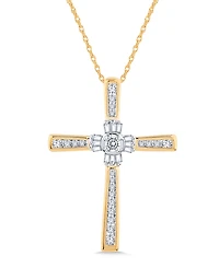 14k Gold Pendant, Diamond Cross (1/4 ct. t.w.)
