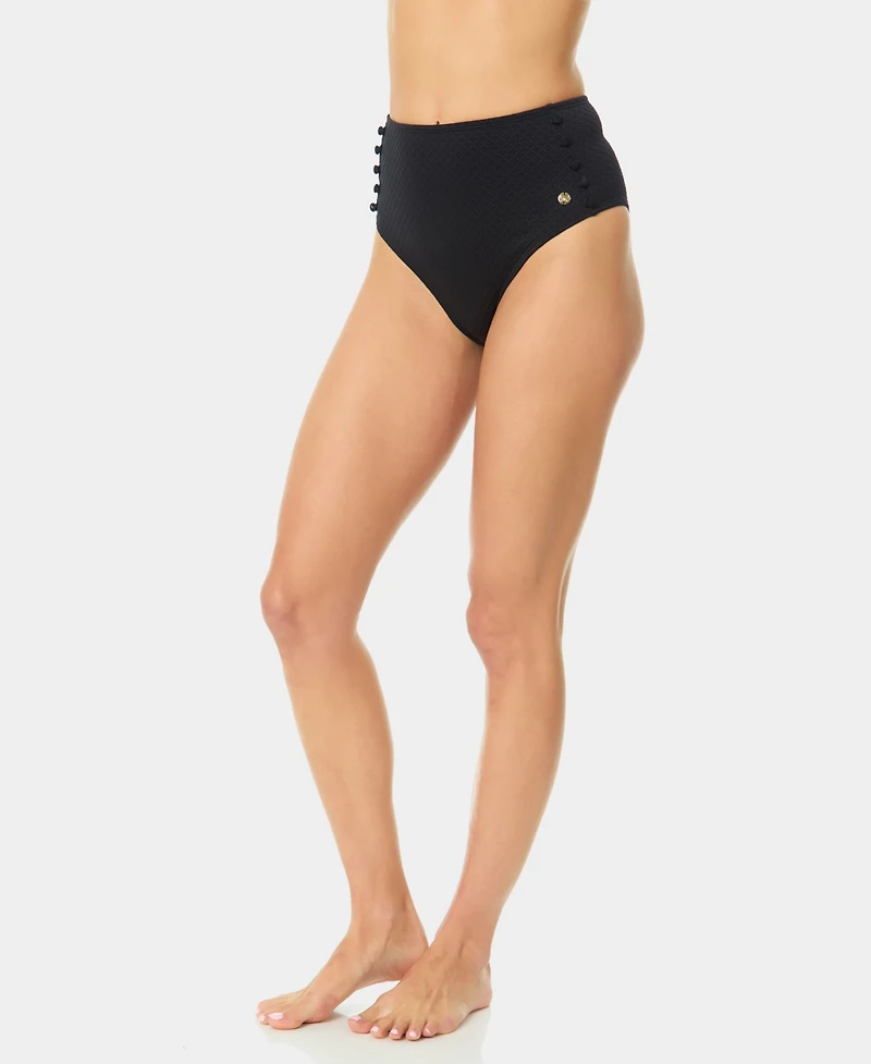 CeCe Women's Covered-Button High-Rise Swim Bottoms