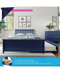 Max and Lily Full Bed Frame with Trundle, Solid Wood Platform Storage