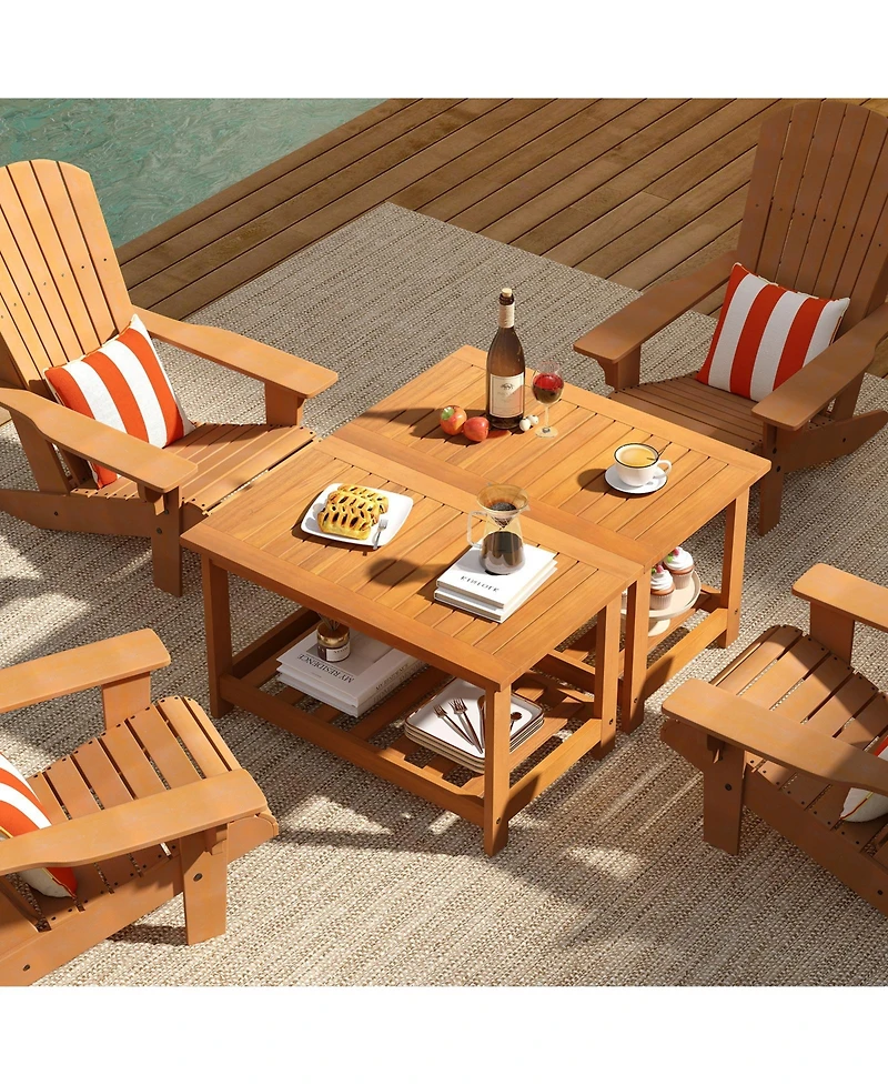 Slickblue 2-Tier Acacia Wood Coffee Table Rectangular Patio Center Table