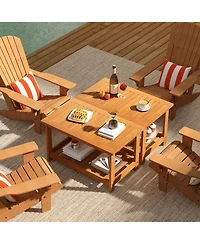 Slickblue 2-Tier Acacia Wood Coffee Table Rectangular Patio Center Table