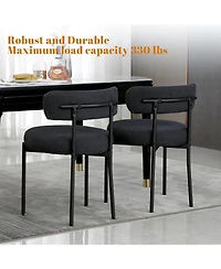 Dyhome Boucle Dining Chairs Set of 1, Upholstered with Black Metal Legs, Modern Accent Chair