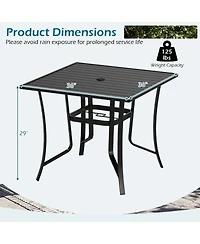 Slickblue Square Outdoor Dining Table Metal with Umbrella Hole