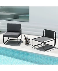 Gouun Outdoor Low-Profile Patio Chairs Set of 2 with Removable Cushions