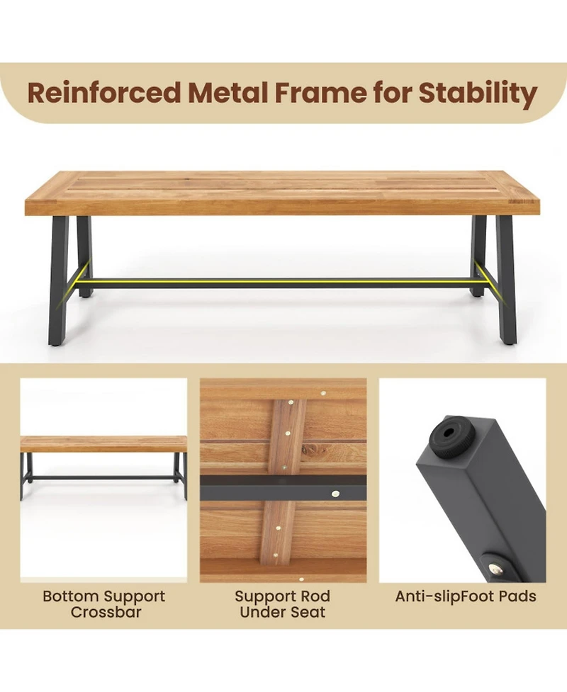 Gouun 63-inch Acacia Wood Backless Outdoor Bench for 3 People