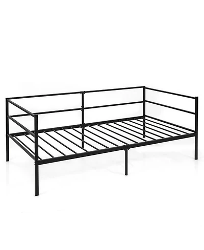 Gouun Twin Metal Daybed Frame with Integrated Guardrails
