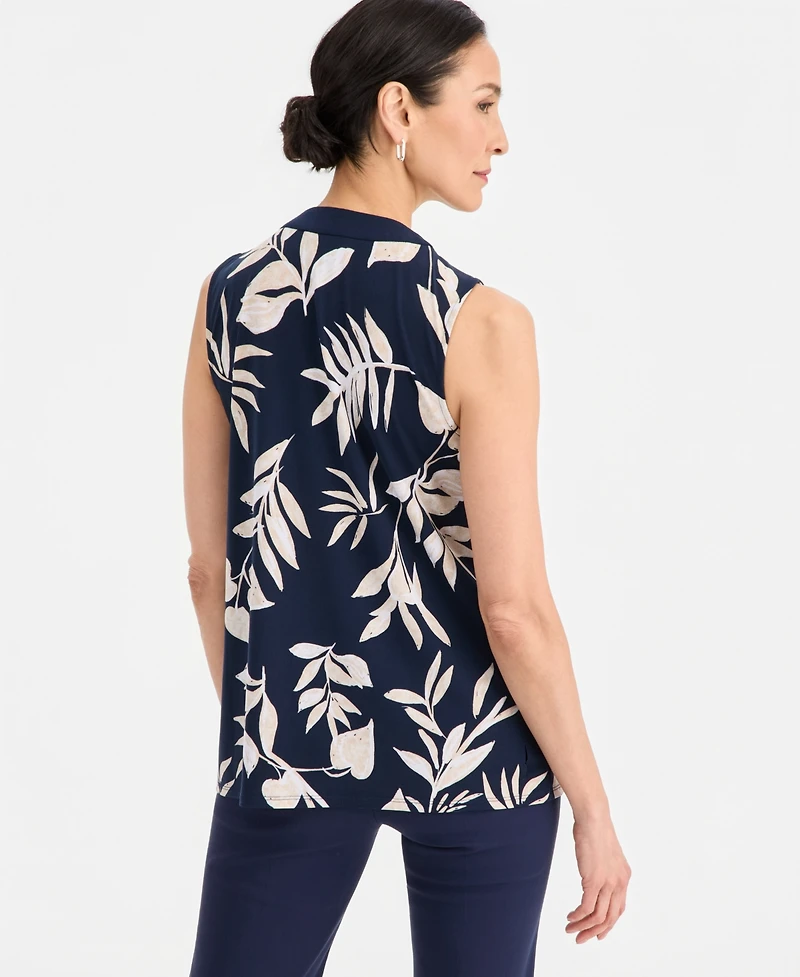 Jm Collection Women's Printed Lace-Up Sleeveless Top, Macy's Exclusive