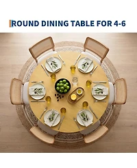 homfan 43" Round Dining Table for 4-6 People, Wooden Dining Room Table with Pedestal Base, Dining Room, Living Room