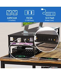 Gnuadz 2-Tier Metal Monitor Stand Riser with Usb 2.0, Dual Drawer Storage