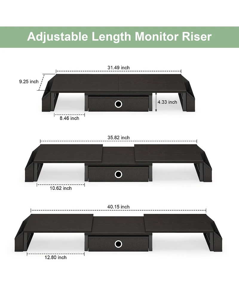 Gnuadz Dual Monitor Stand Riser Drawer Metal Leg Adjustable