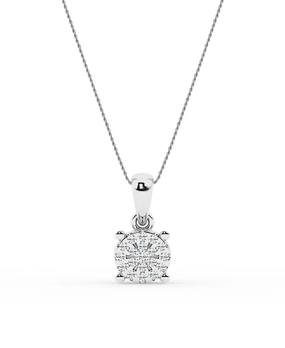 Diamond Cluster Pendant Necklace in Sterling Silver (1/10 ct. t.w.)