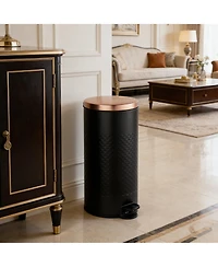 Mega Casa 8 Gal / 30 Liter Round Shape Step-on Trash Can with Silent Close Lid, Heavy-Duty Pedal & Easy-Clean Design for Kitchen, Bathroom, Office