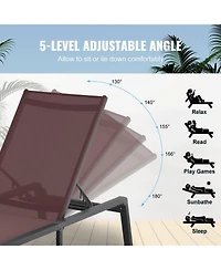 Gouun Aluminum Folding Chaise Lounge with 5-Position Recline, 400 lbs Capacity
