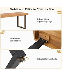Gouun Set of 2 Acacia Wood Outdoor Dining Benches 48 Inch with Sturdy Metal Legs