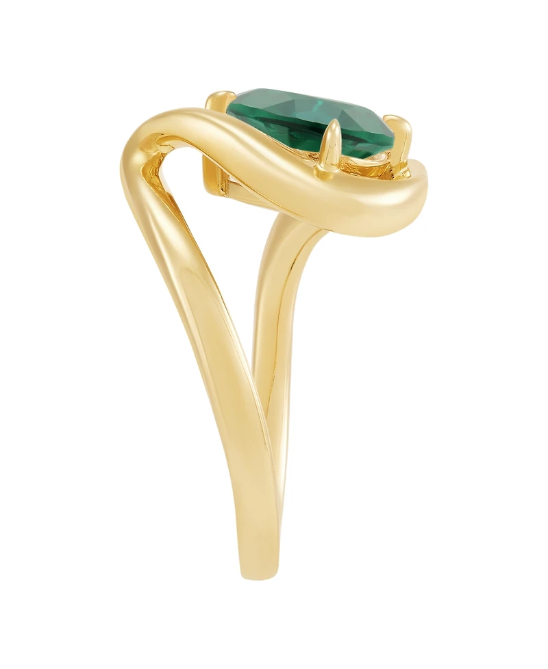 Macy's Created Emerald (2-5/8 ct. t.w.) Ring in 14k Yellow Gold-Plated Sterling Silver