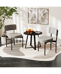 Gouun Set of 2 Sherpa Fabric Dining Chairs with Curved Backrest and Padded Seat