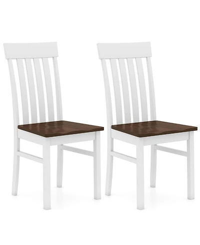 Gouun Set of 2 Kitchen Armless Dining Chairs with Slatted High Backrests
