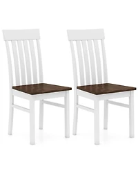Gouun Set of 2 Kitchen Armless Dining Chairs with Slatted High Backrests