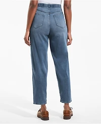 Lands' End Women's Starfish High Rise Knit Denim Barrel Leg Ankle Jeans