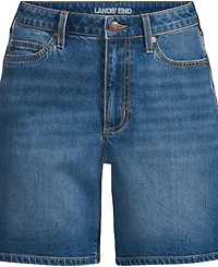 Lands' End Petite Soft Denim Mid Rise 7" Jean Shorts