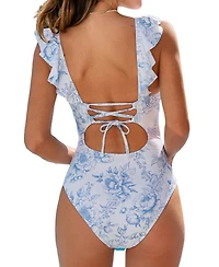 Cupshe Women's Ruffled Lace Up One Piece Swimsuits