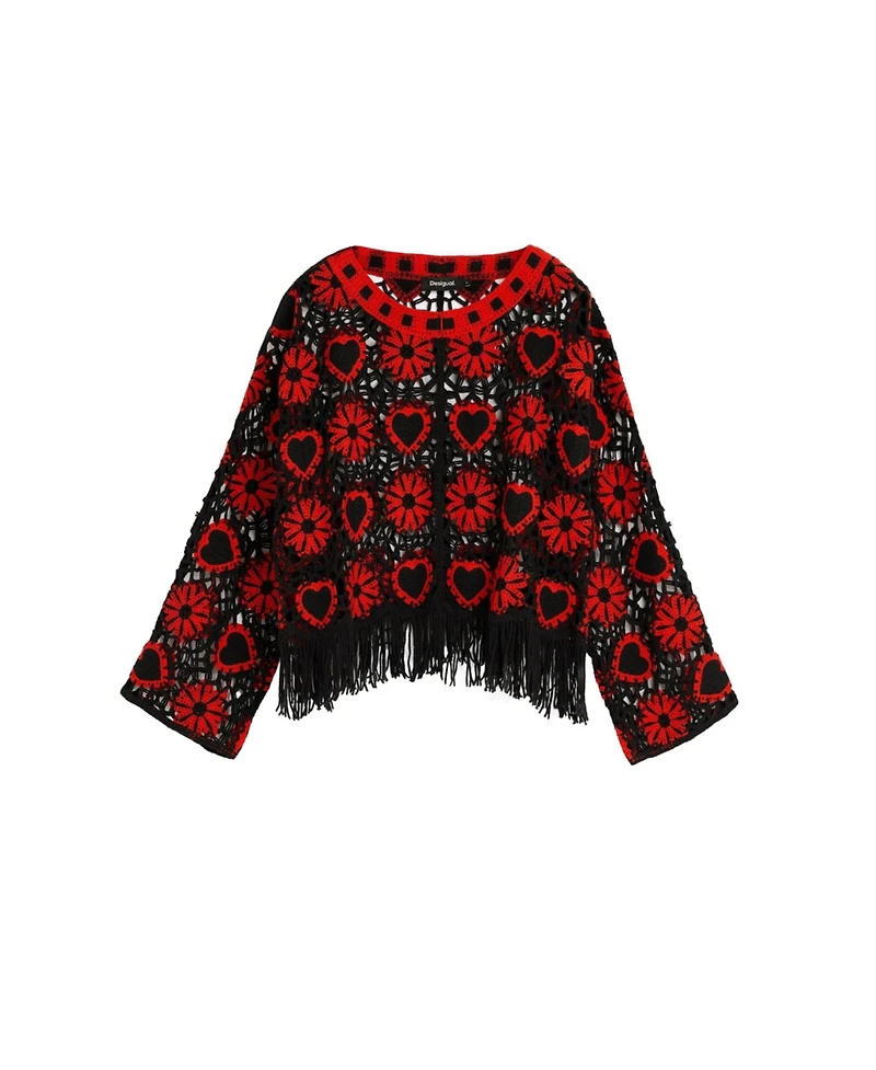 Desigual Women's Crochet sweater hearts