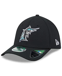 New Era Men's Black Florida Marlins Player Replica 39THIRTY M-Crown Flex Hat