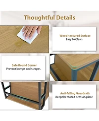 Sugift Rectangular Two Tier Coffee Table with Storage Shelf