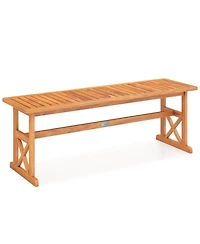Sugift 51 in Acacia Wood Outdoor Bench with Slatted Seat